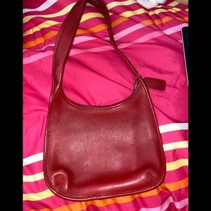 Vintage Red Coach Shoulder Handbag